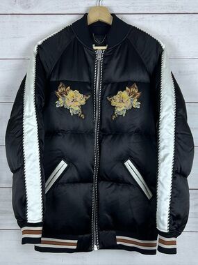 Coach Eagle Souvenir Satin Puffer Coat Jacket Size 0 Women’s Goose Down
